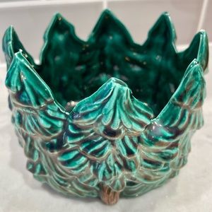 Christmas tree holiday ceramic vintage candle holder